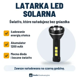Latarka LED solarna z akumulatorem 1200 mAh