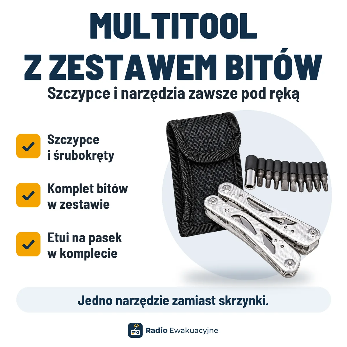 Multitool z zestawem bitów i etui
